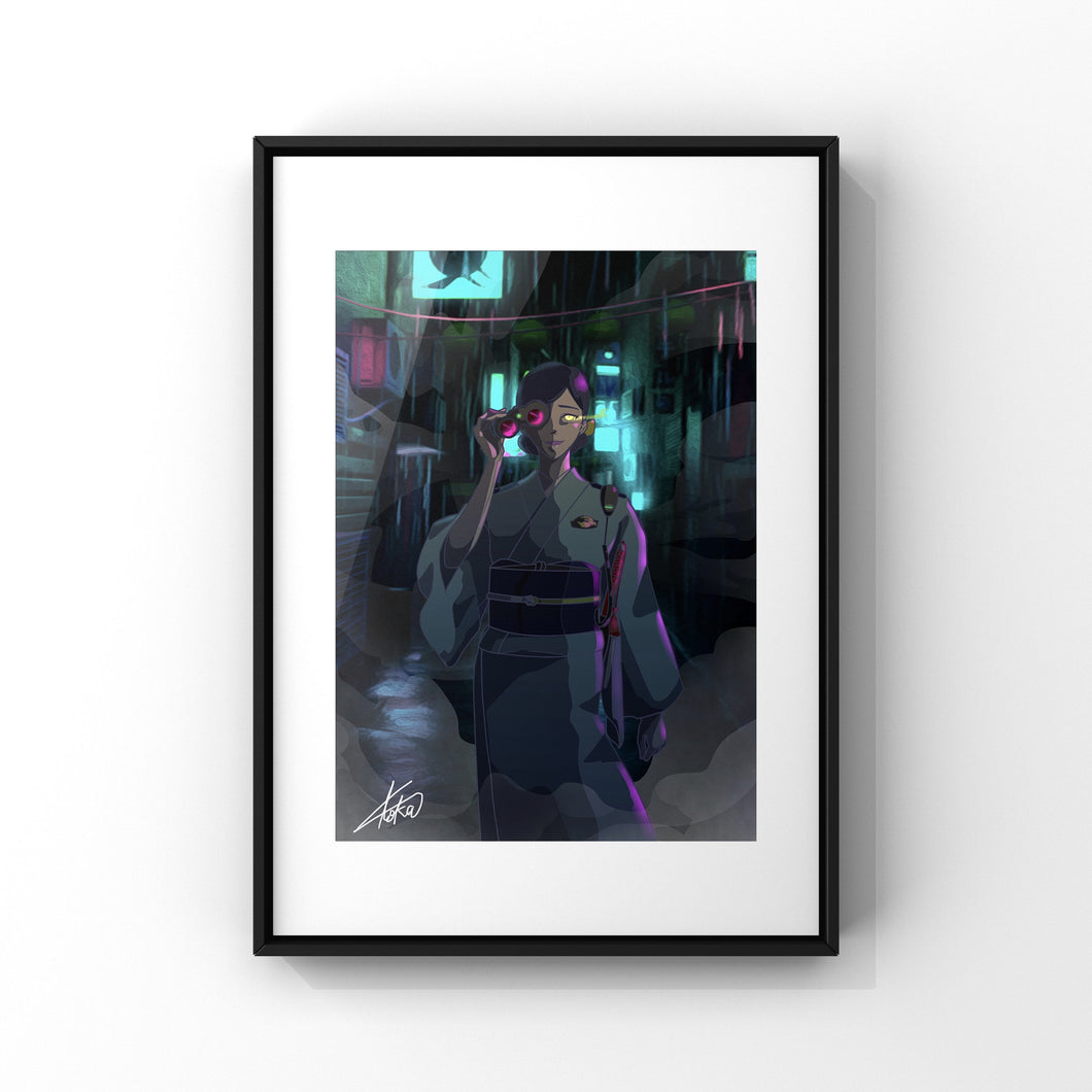 "Kimono Police Madness" 10 Toka Framed Print Work / frame A3 / A4