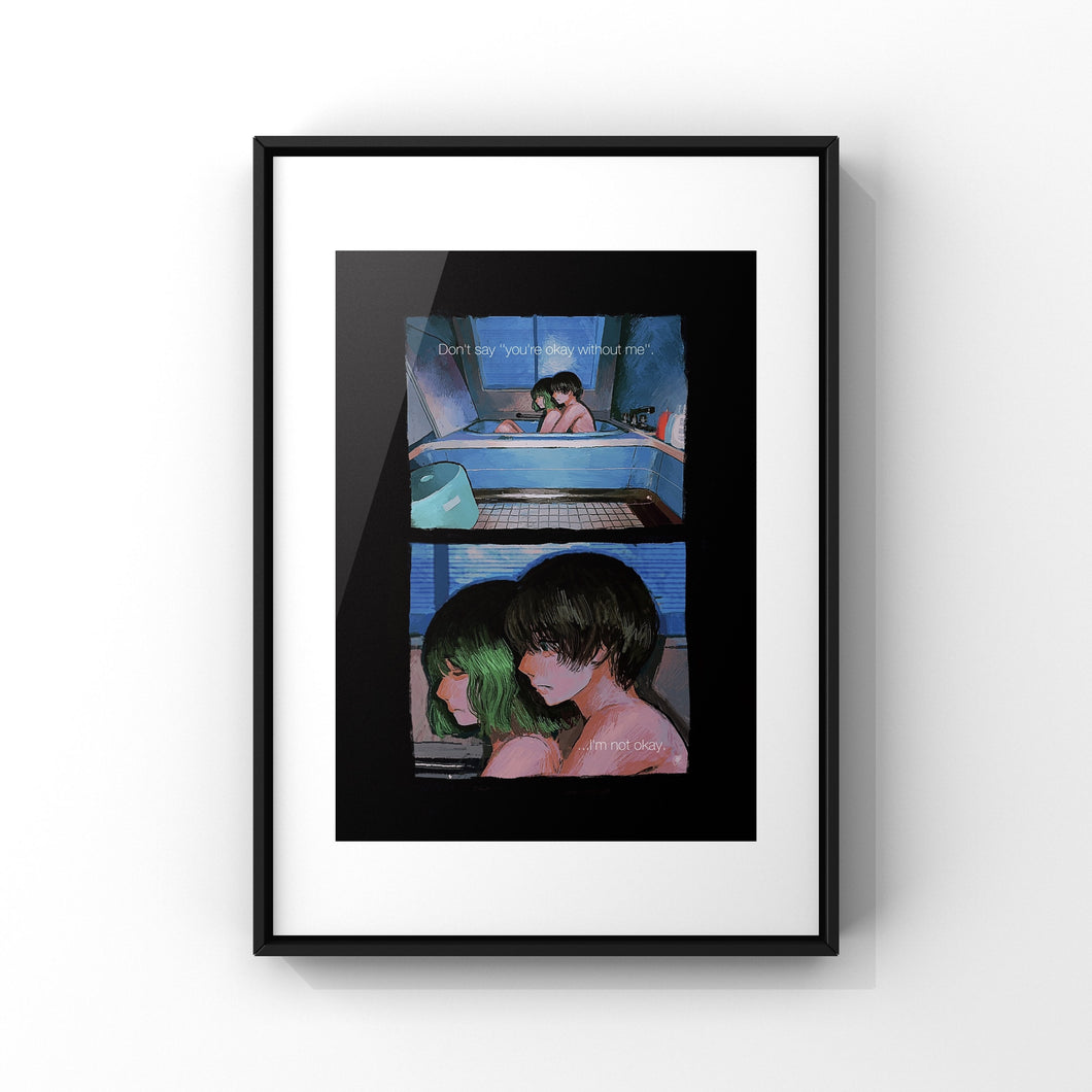 "Don't say 'It's okay if I'm not here'" CRYBORG Framed print work / frame A3 / A4